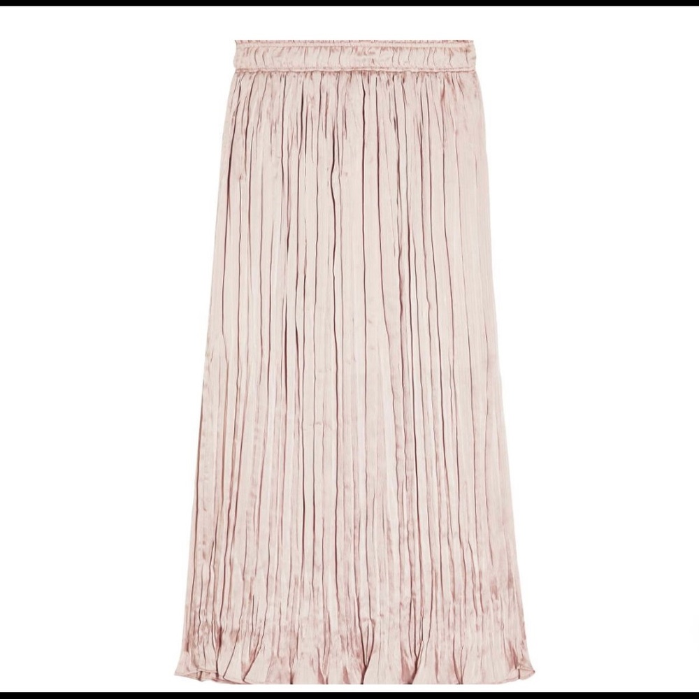 Topshop Pink Pleated Crushed Satin Skirt, Size 8
